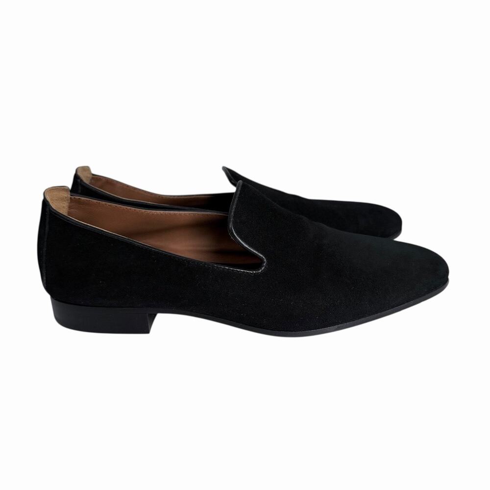 Bloom Womens Black Suede Loafers Flats US 5.5 Made Italy Preppy Money Luxury